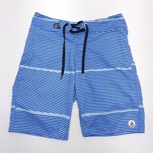 Volcom Board Shorts Mens 's 28 Blue Stripes Pocket Drawstring Swim Trunks